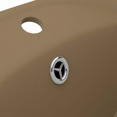 Berkfield Luxury Basin Overflow Oval Matt Cream 58.5x39 cm Ceramic