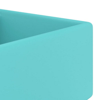 Berkfield Luxury Basin Overflow Square Matt Light Green 41x41 cm Ceramic