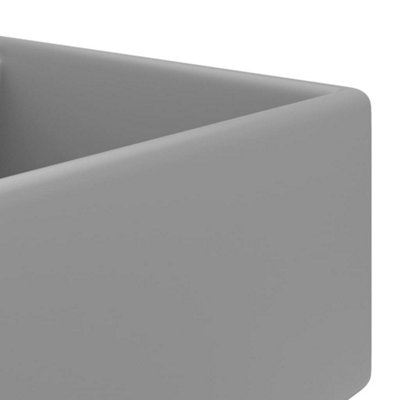 Berkfield Luxury Basin Overflow Square Matt Light Grey 41x41 cm Ceramic