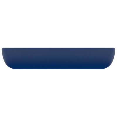 Berkfield Luxury Basin Rectangular Matt Dark Blue 71x38 cm Ceramic