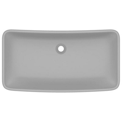 Berkfield Luxury Basin Rectangular Matt Light Grey 71x38 cm Ceramic
