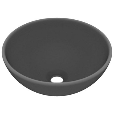 Berkfield Luxury Bathroom Basin Round Matt Dark Grey 32.5x14 cm Ceramic