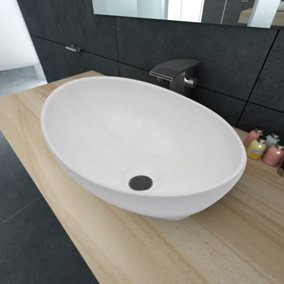 Berkfield Luxury Ceramic Basin Oval-shaped Sink White 40 x 33 cm