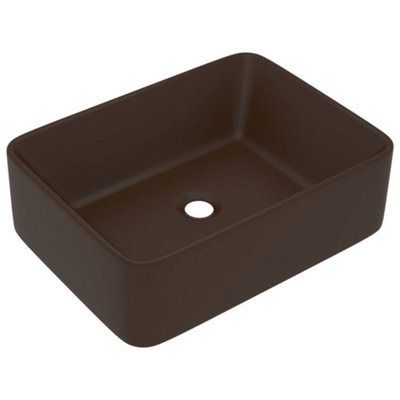 Berkfield Luxury Wash Basin Matt Dark Brown 41x30x12 cm Ceramic