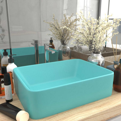 Berkfield Luxury Wash Basin Matt Light Green 41x30x12 cm Ceramic