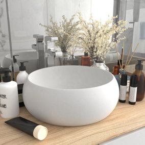 Berkfield Luxury Wash Basin Round Matt White 40x15 cm Ceramic