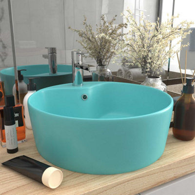 Berkfield Luxury Wash Basin with Overflow Matt Light Green 36x13 cm Ceramic
