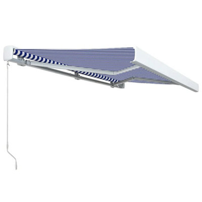 Berkfield Manual Cassette Awning 400x300 cm Blue and White