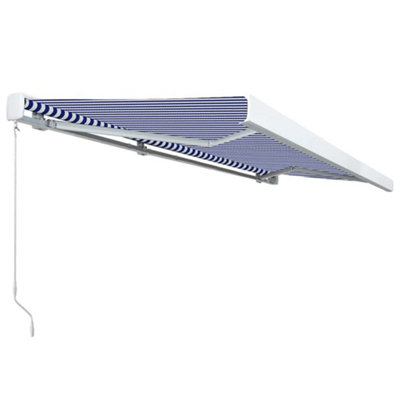 Berkfield Manual Cassette Awning 500x300 cm Blue and White