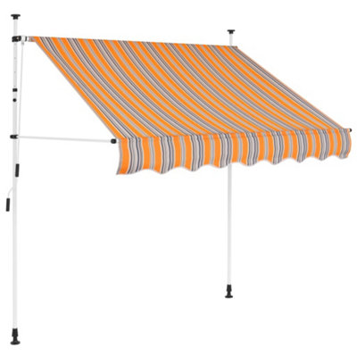 Berkfield Manual Retractable Awning 150 cm Yellow and Blue Stripes