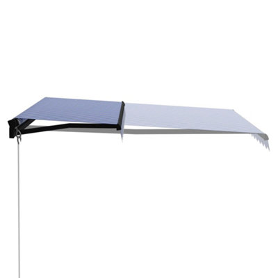 Berkfield Manual Retractable Awning 300x250 cm Blue and White