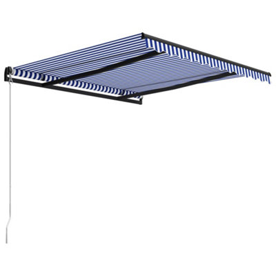 Berkfield Manual Retractable Awning 300x250 cm Blue and White