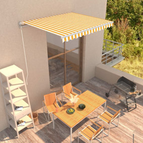 Berkfield Manual Retractable Awning 300x250 cm Yellow and White