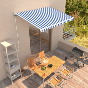 Berkfield Manual Retractable Awning 350x250 cm Blue and White