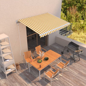Berkfield Manual Retractable Awning 350x250 cm Yellow and White