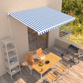 Berkfield Manual Retractable Awning 400x300 cm Blue and White