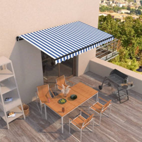 Berkfield Manual Retractable Awning 400x350 cm Blue and White