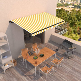 Berkfield Manual Retractable Awning 400x350 cm Yellow and White