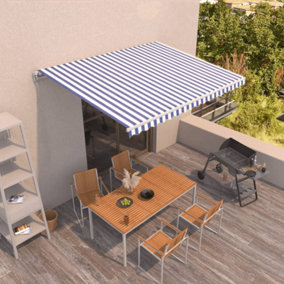 Berkfield Manual Retractable Awning 450x350 cm Blue and White