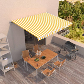 Berkfield Manual Retractable Awning 450x350 cm Yellow and White