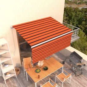 Berkfield Manual Retractable Awning with Blind 3x2.5m Orange&Brown