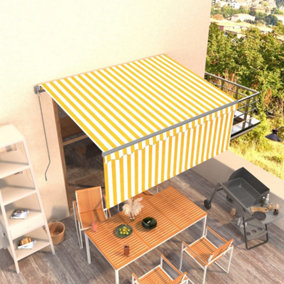 Berkfield Manual Retractable Awning with Blind 3x2.5m Yellow&White