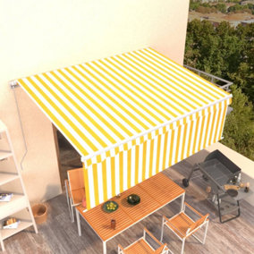 Berkfield Manual Retractable Awning with Blind 4.5x3m Yellow&White