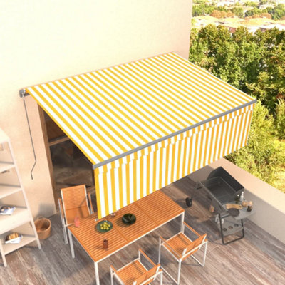 Berkfield Manual Retractable Awning with Blind 4.5x3m Yellow&White