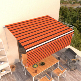 Berkfield Manual Retractable Awning with Blind 4x3m Orange&Brown