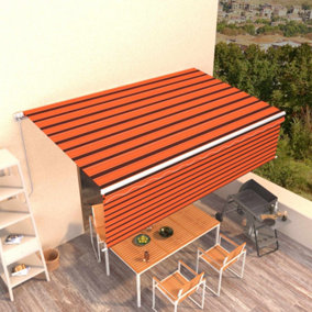 Berkfield Manual Retractable Awning with Blind 5x3m Orange&Brown