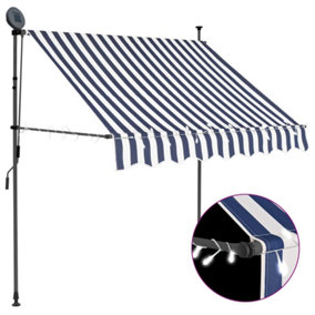 Berkfield Manual Retractable Awning with LED 100 cm Blue and White