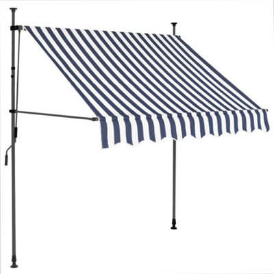 Berkfield Manual Retractable Awning with LED 100 cm Blue and White