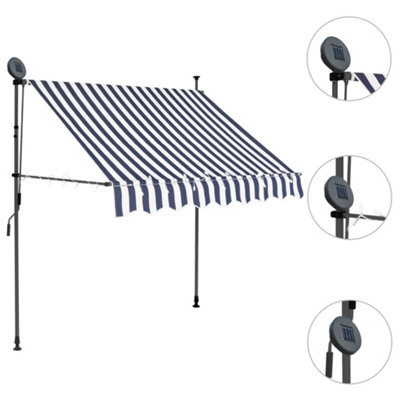 Berkfield Manual Retractable Awning with LED 100 cm Blue and White