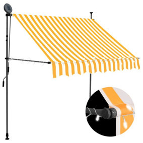 Berkfield Manual Retractable Awning with LED 100 cm White and Orange