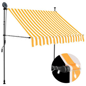 Berkfield Manual Retractable Awning with LED 150 cm White and Orange