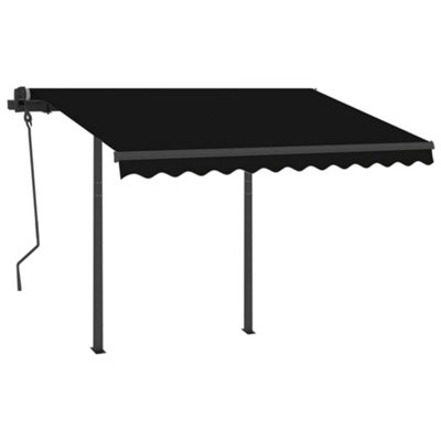 Berkfield Manual Retractable Awning with LED 3.5x2.5 m Anthracite
