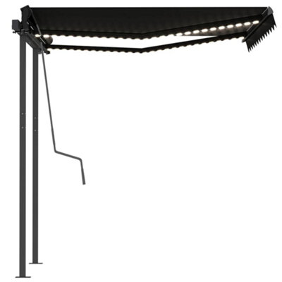 Berkfield Manual Retractable Awning with LED 3.5x2.5 m Anthracite