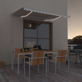 Berkfield Manual Retractable Awning with LED 300x250 cm Cream