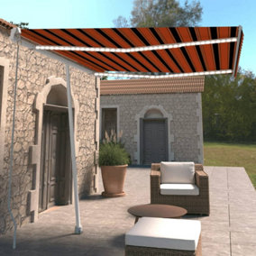 Berkfield Manual Retractable Awning with LED 300x250 cm Orange and Brown