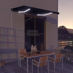 Berkfield Manual Retractable Awning with LED 350x250 cm Anthracite