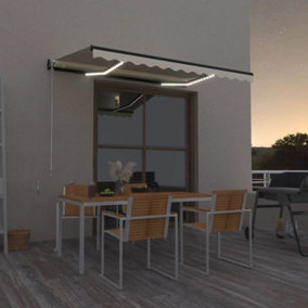 Berkfield Manual Retractable Awning with LED 350x250 cm Yellow and White
