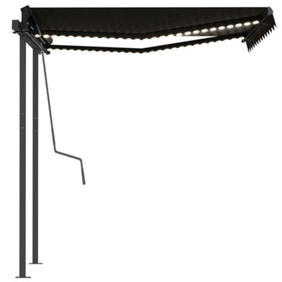 Berkfield Manual Retractable Awning with LED 3x2.5 m Anthracite