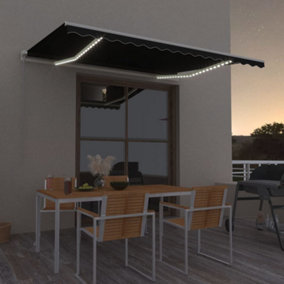 Berkfield Manual Retractable Awning with LED 400x300 cm Anthracite