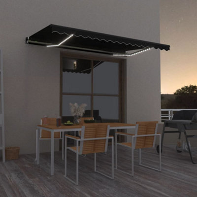 Berkfield Manual Retractable Awning with LED 400x350 cm Anthracite