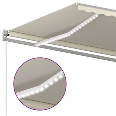 Berkfield Manual Retractable Awning with LED 400x350 cm Cream