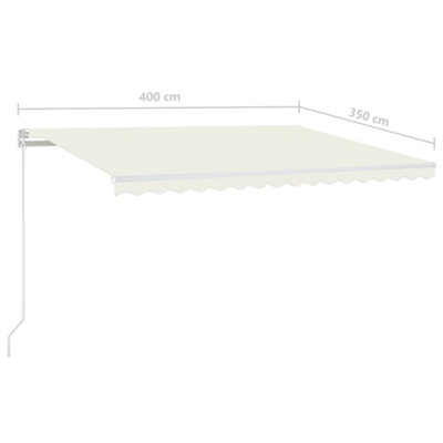 Berkfield Manual Retractable Awning with LED 400x350 cm Cream