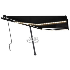 Berkfield Manual Retractable Awning with LED 450x350 cm Anthracite