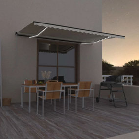 Berkfield Manual Retractable Awning with LED 500x300 cm Cream