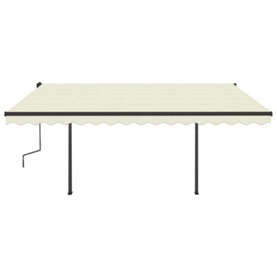 Berkfield Manual Retractable Awning with LED 5x3.5 m Cream