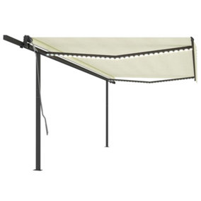 Berkfield Manual Retractable Awning with LED 5x3 m Cream